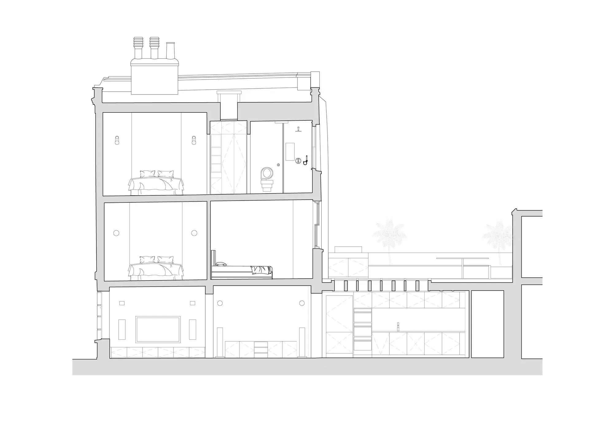 Proposed Section AA. By Office S&M, RIBA Chartered Architectural Practice in London.