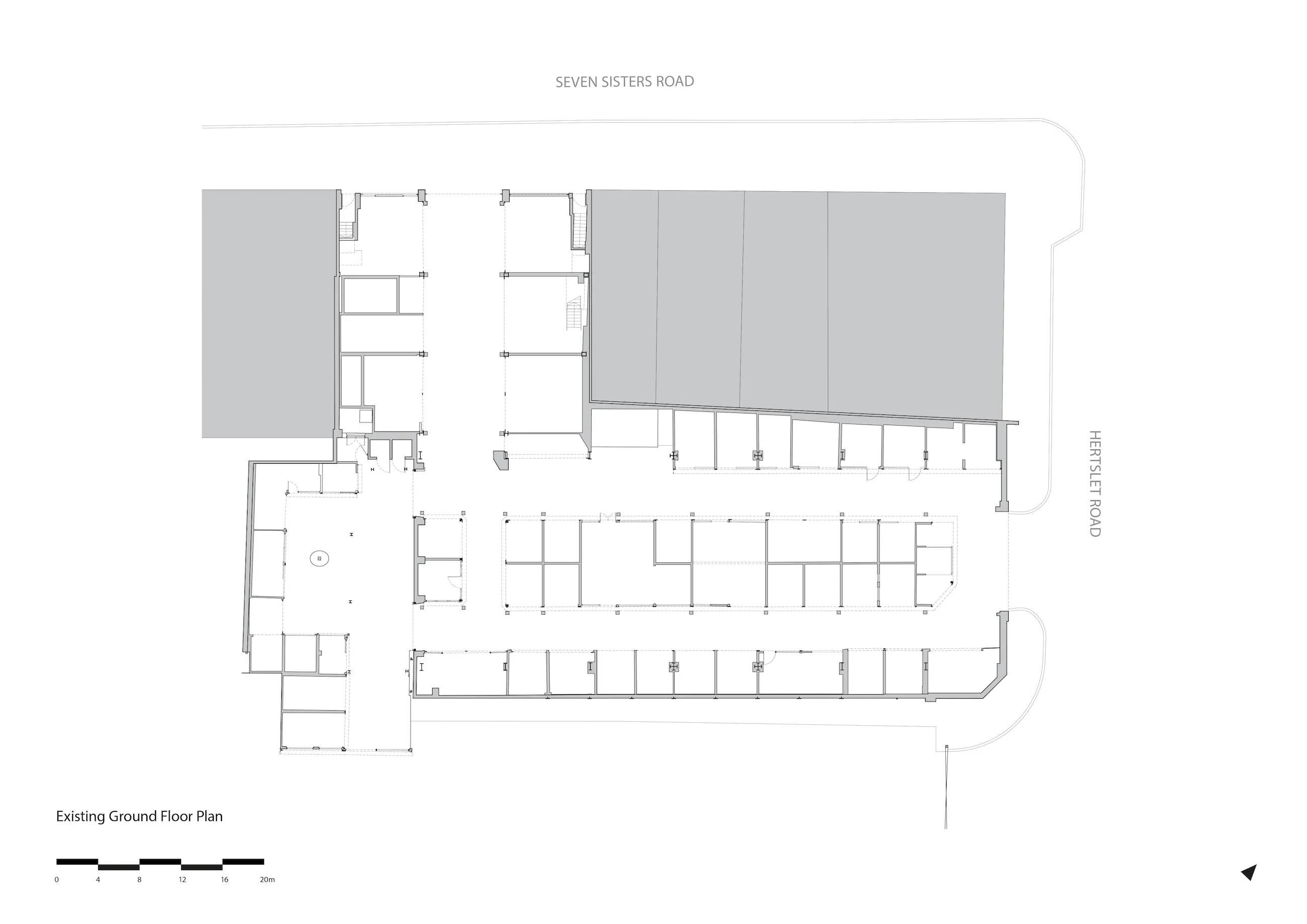Existing Ground Floor Plan. By Office S&M, RIBA Chartered Architectural Practice in London.