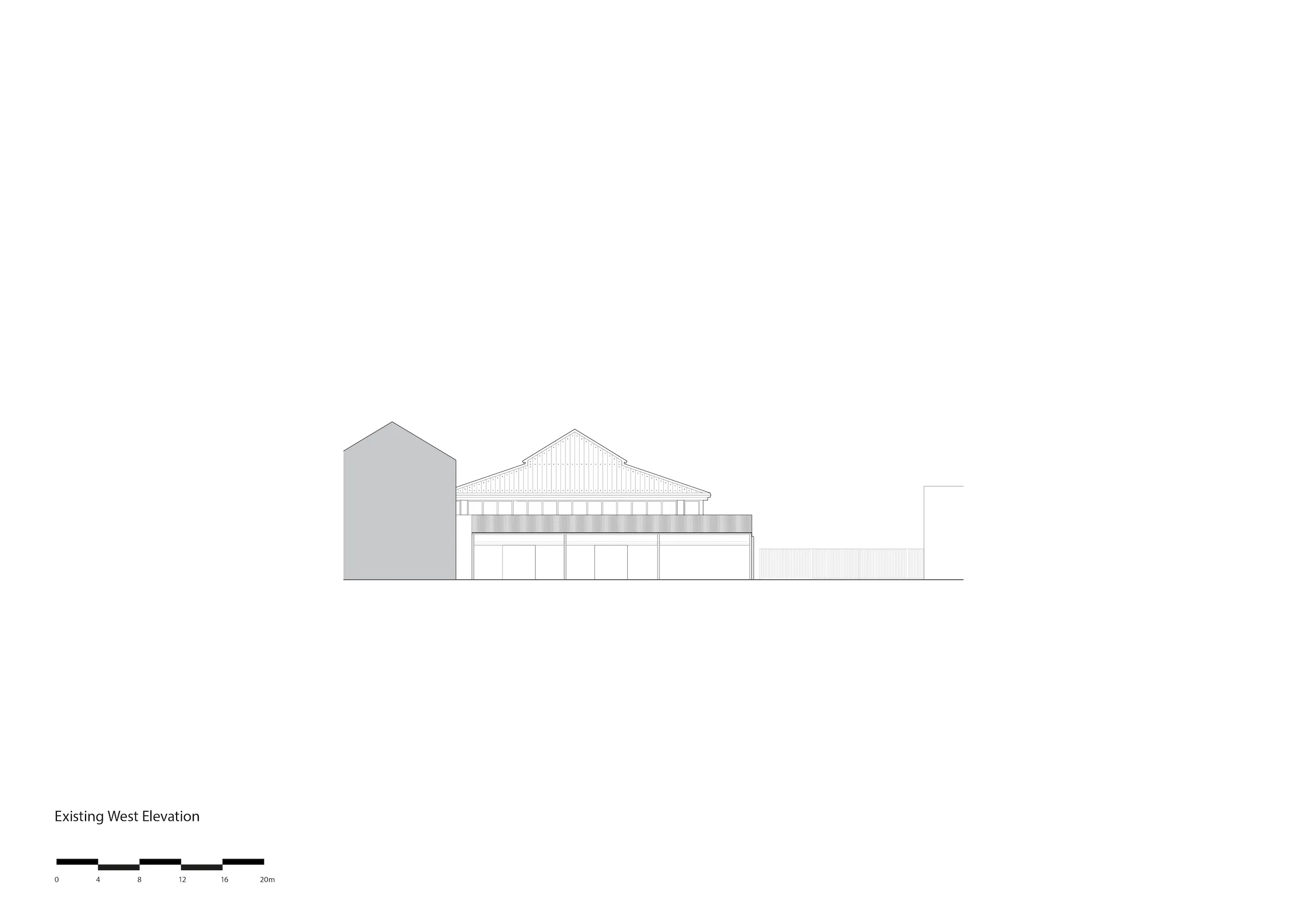 Existing West Elevation. By Office S&M, RIBA Chartered Architectural Practice in London.