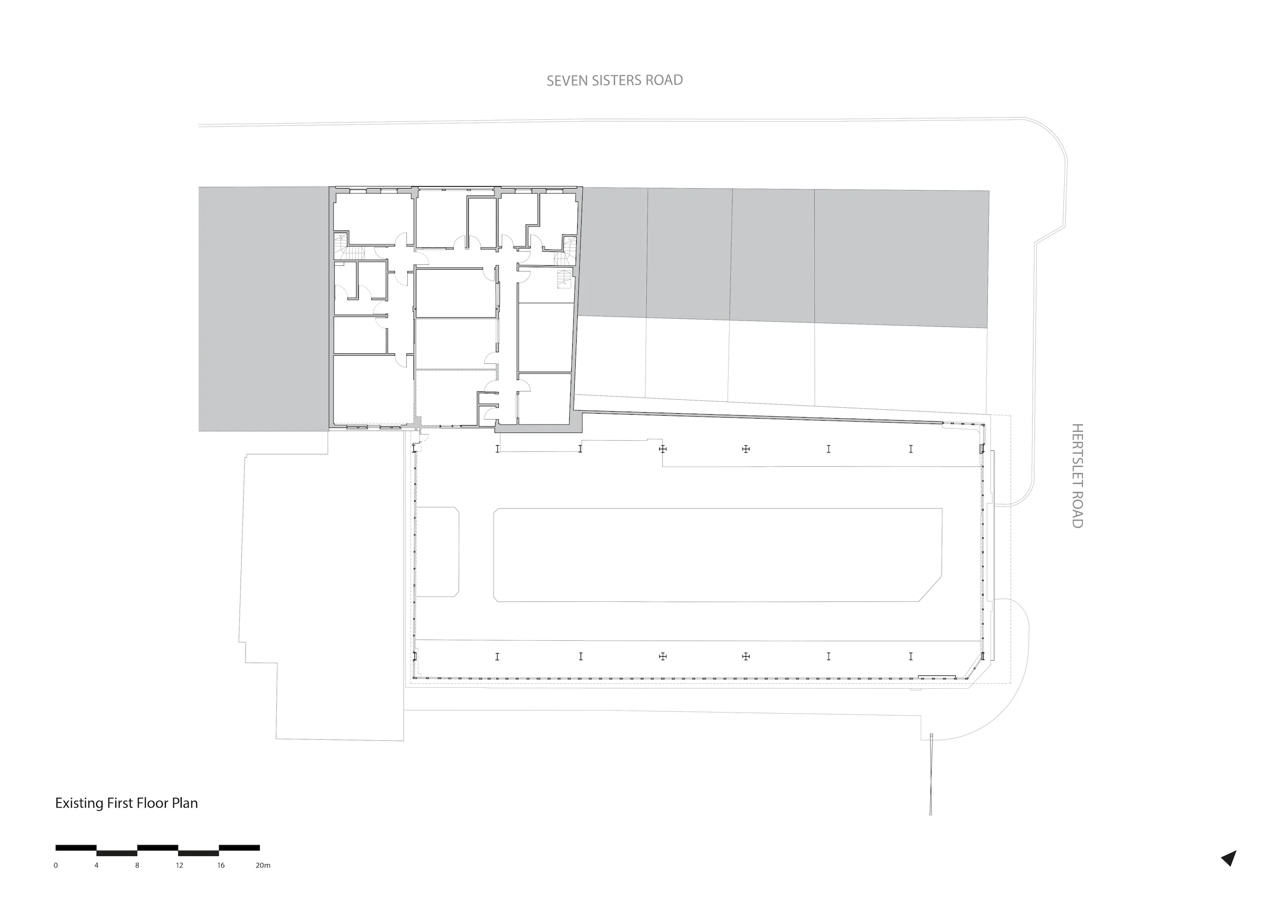Existing First Floor Plan. By Office S&M, RIBA Chartered Architectural Practice in London.