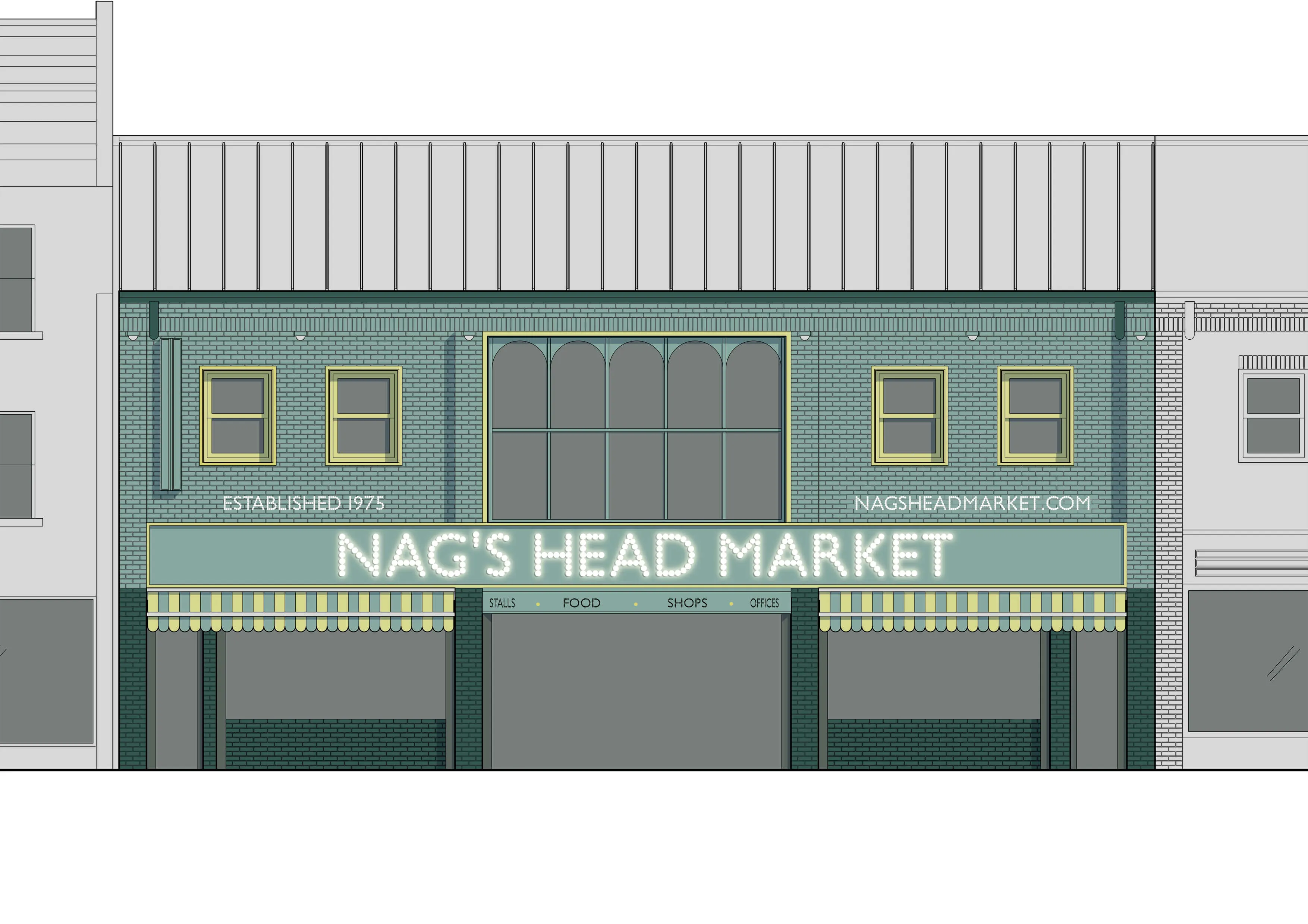 Seven Sisters Road Elevation Sketch. By Office S&M, RIBA Chartered Architectural Practice in London.
