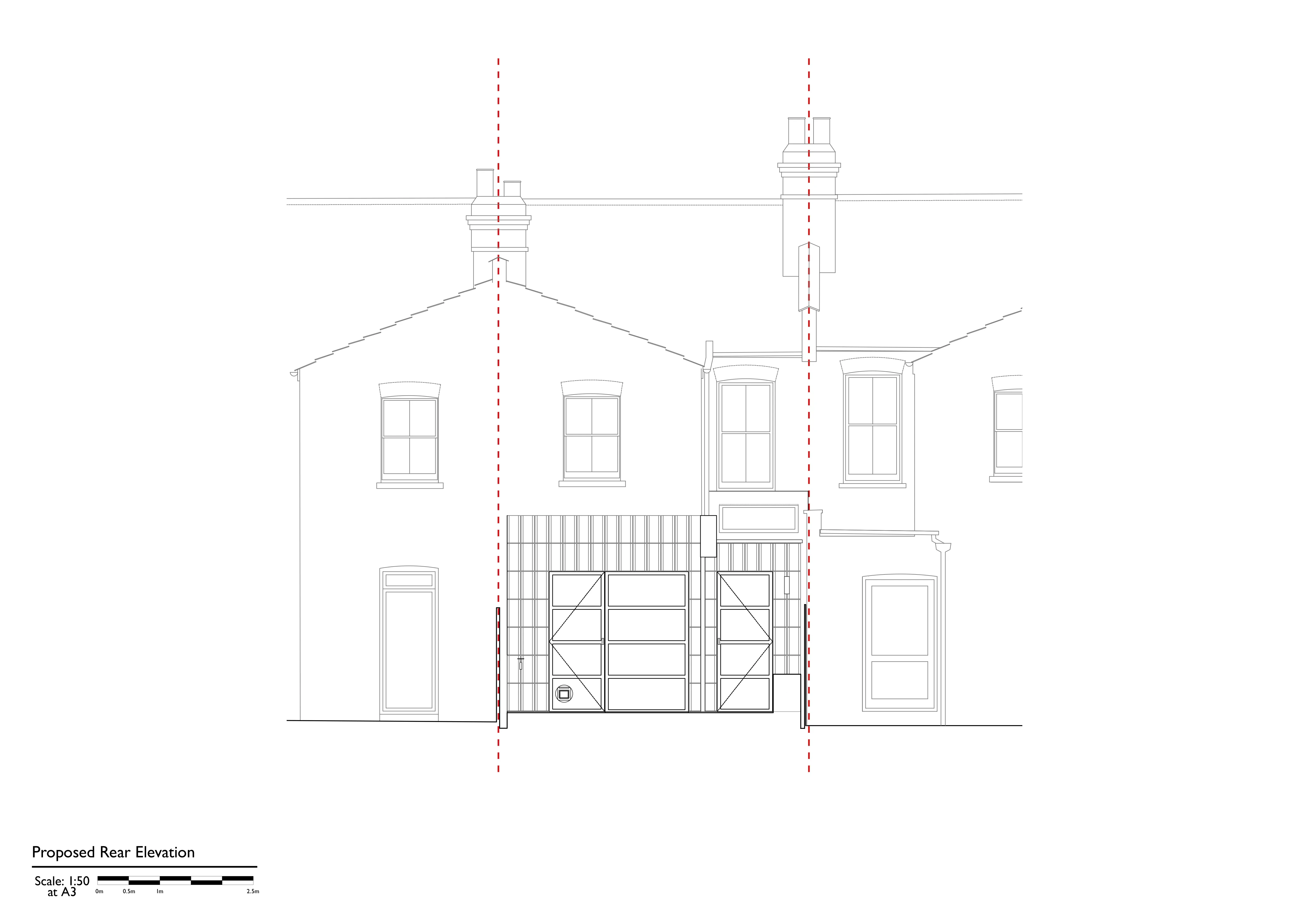 Proposed Rear Elevation. By Office S&M, RIBA Chartered Architectural Practice in London.
