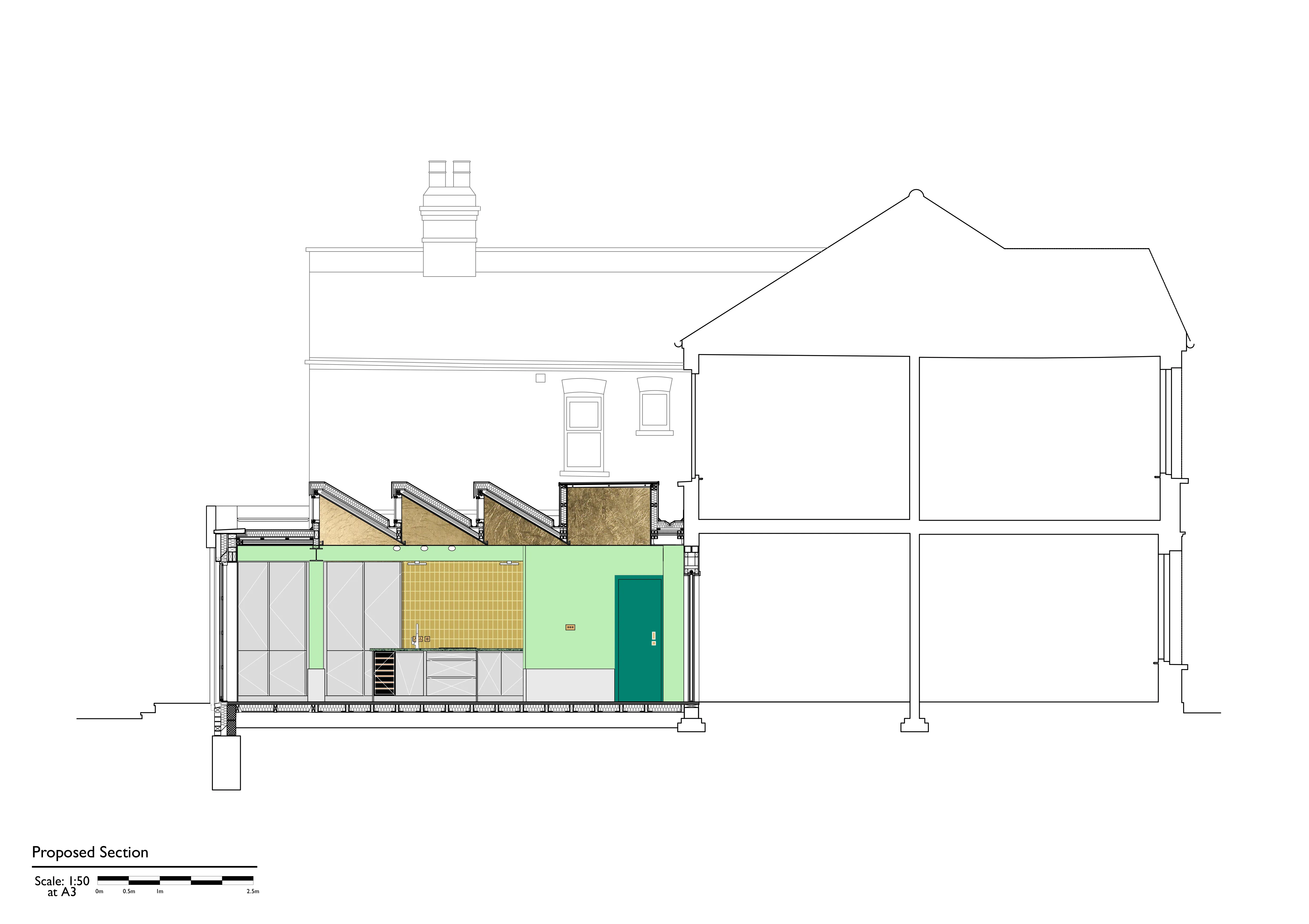 Proposed Section. By Office S&M, RIBA Chartered Architectural Practice in London.