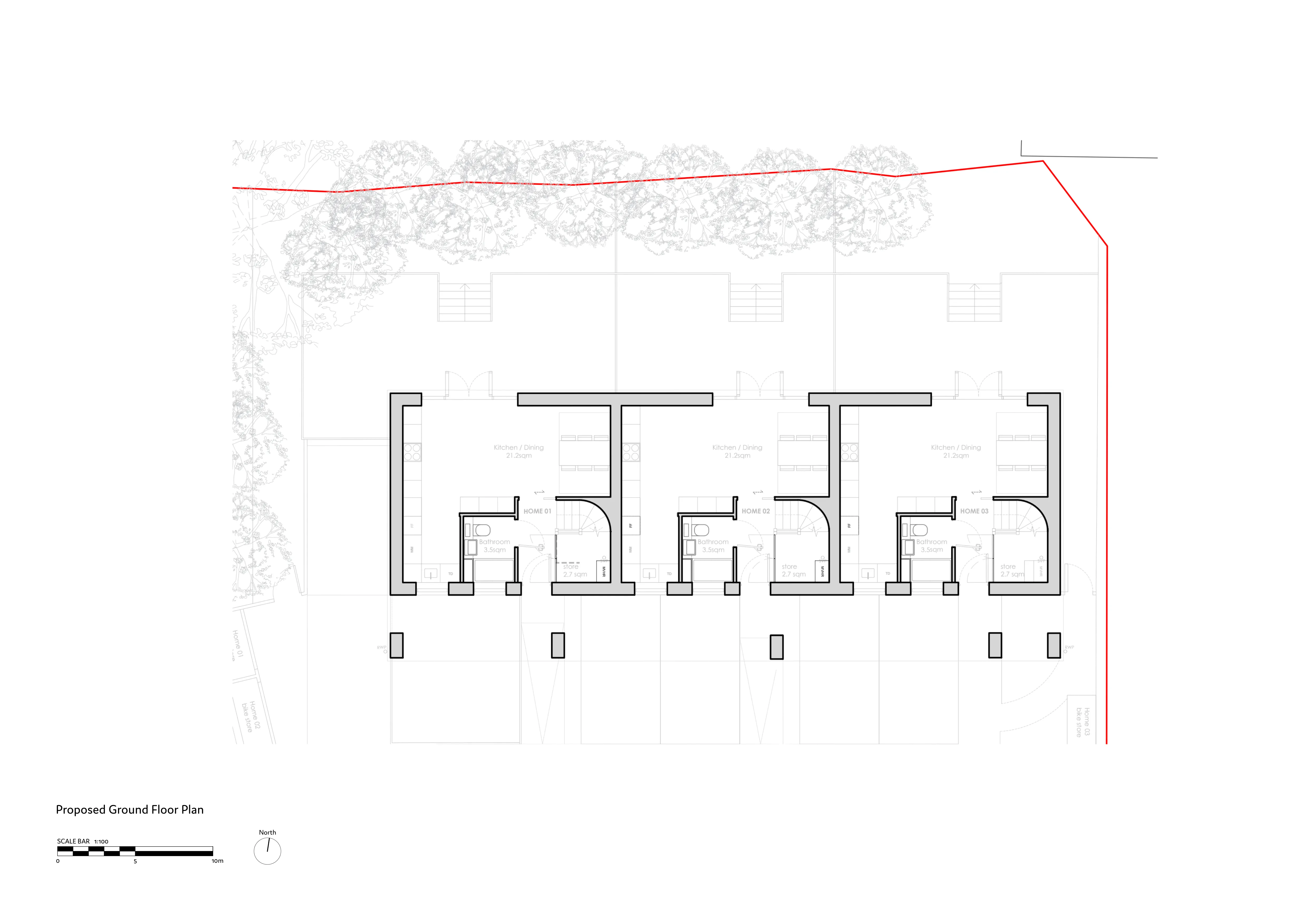 Proposed Ground Floor Plan. By Office S&M, RIBA Chartered Architectural Practice in London.