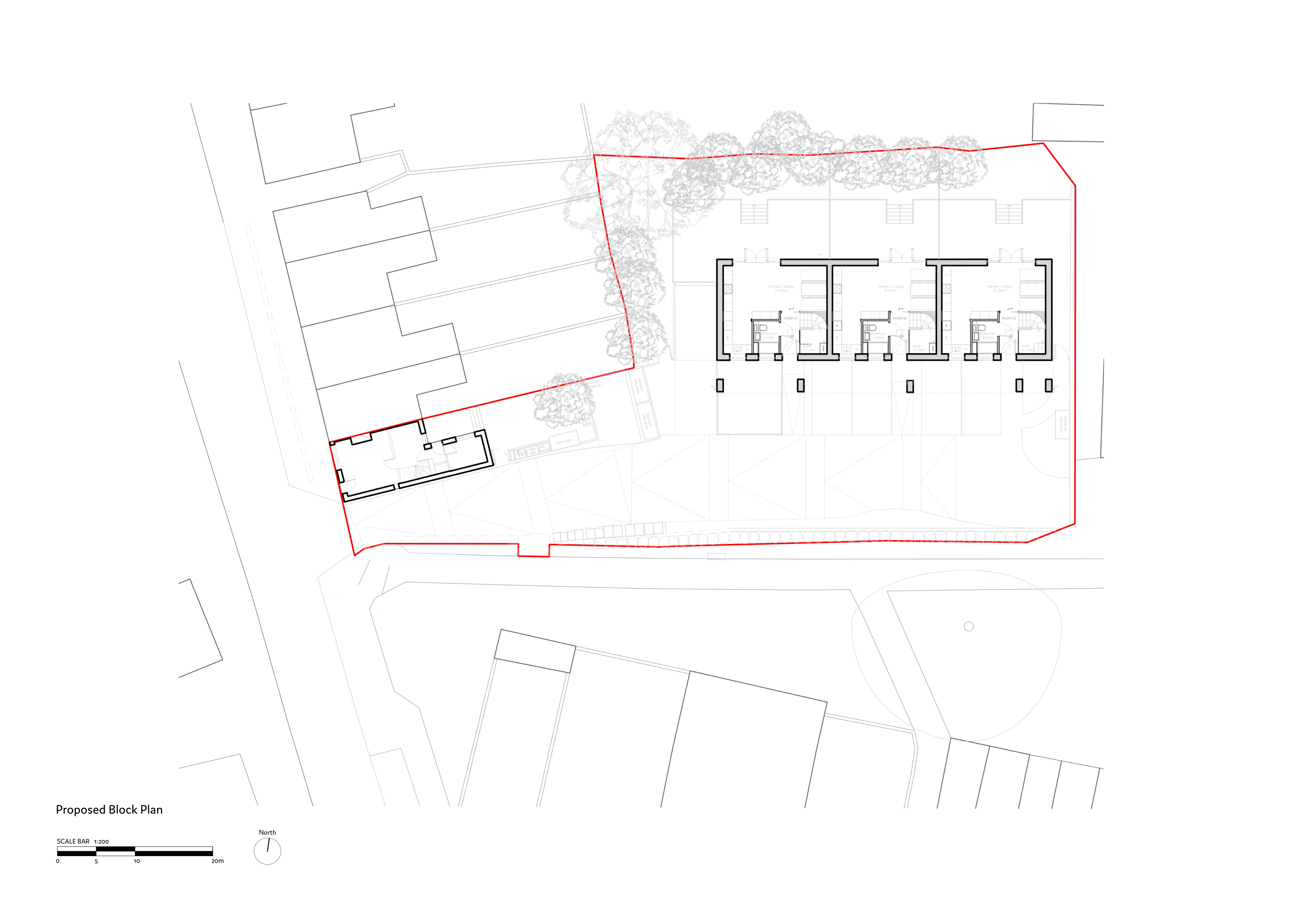 Proposed Block Plan. By Office S&M, RIBA Chartered Architectural Practice in London.