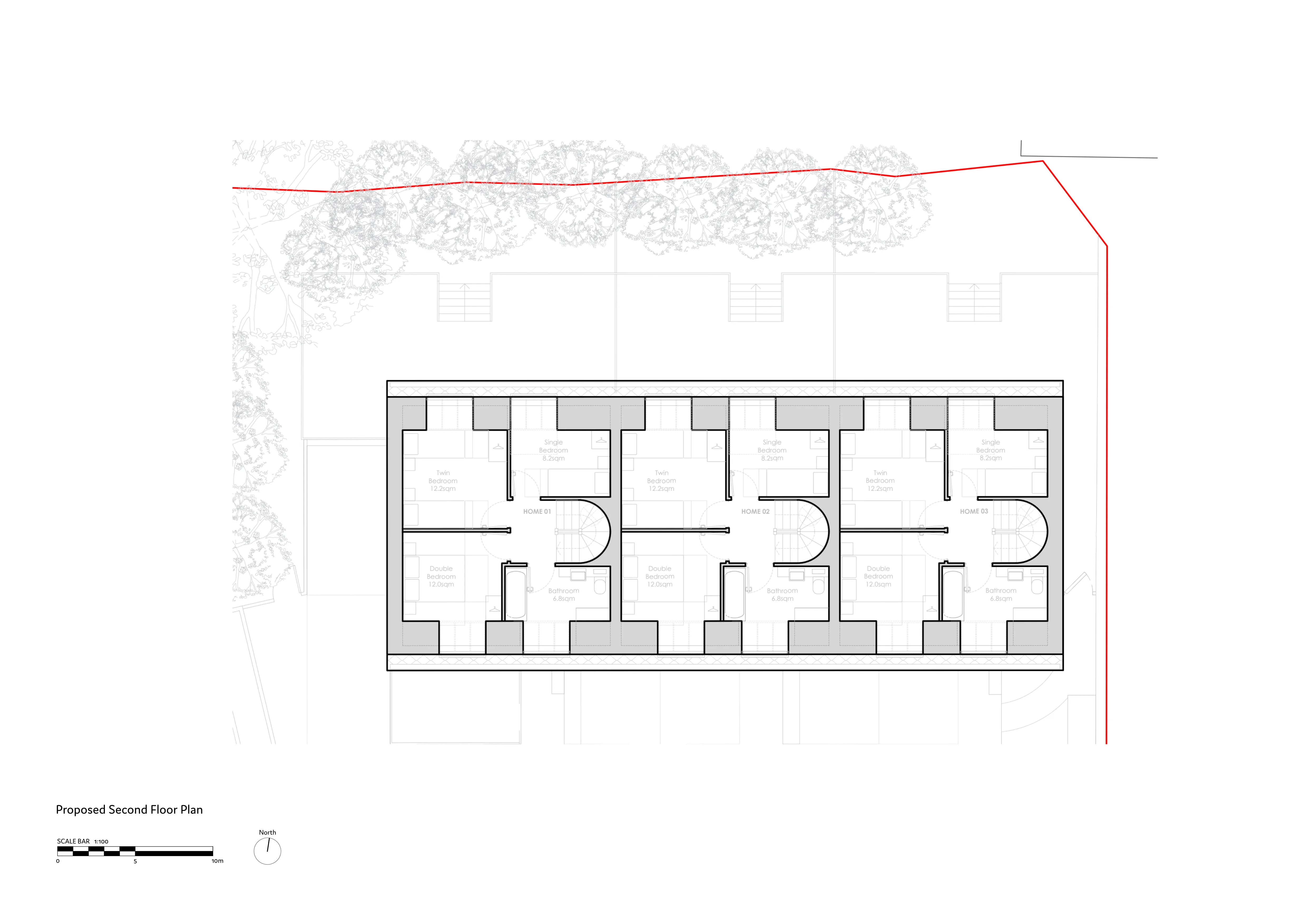 Proposed Second Floor Plan. By Office S&M, RIBA Chartered Architectural Practice in London.