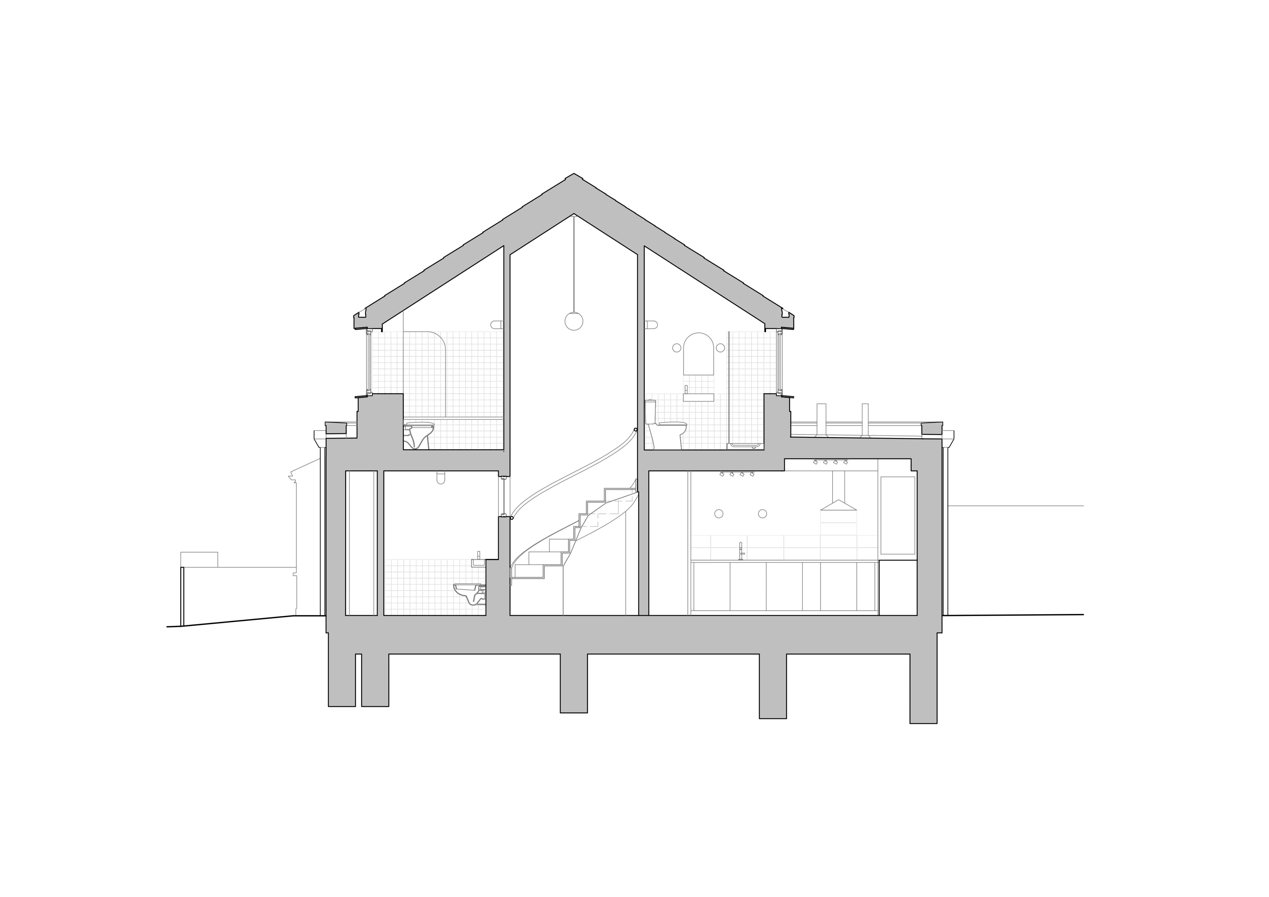 Proposed Section AA. By Office S&M, RIBA Chartered Architectural Practice in London.