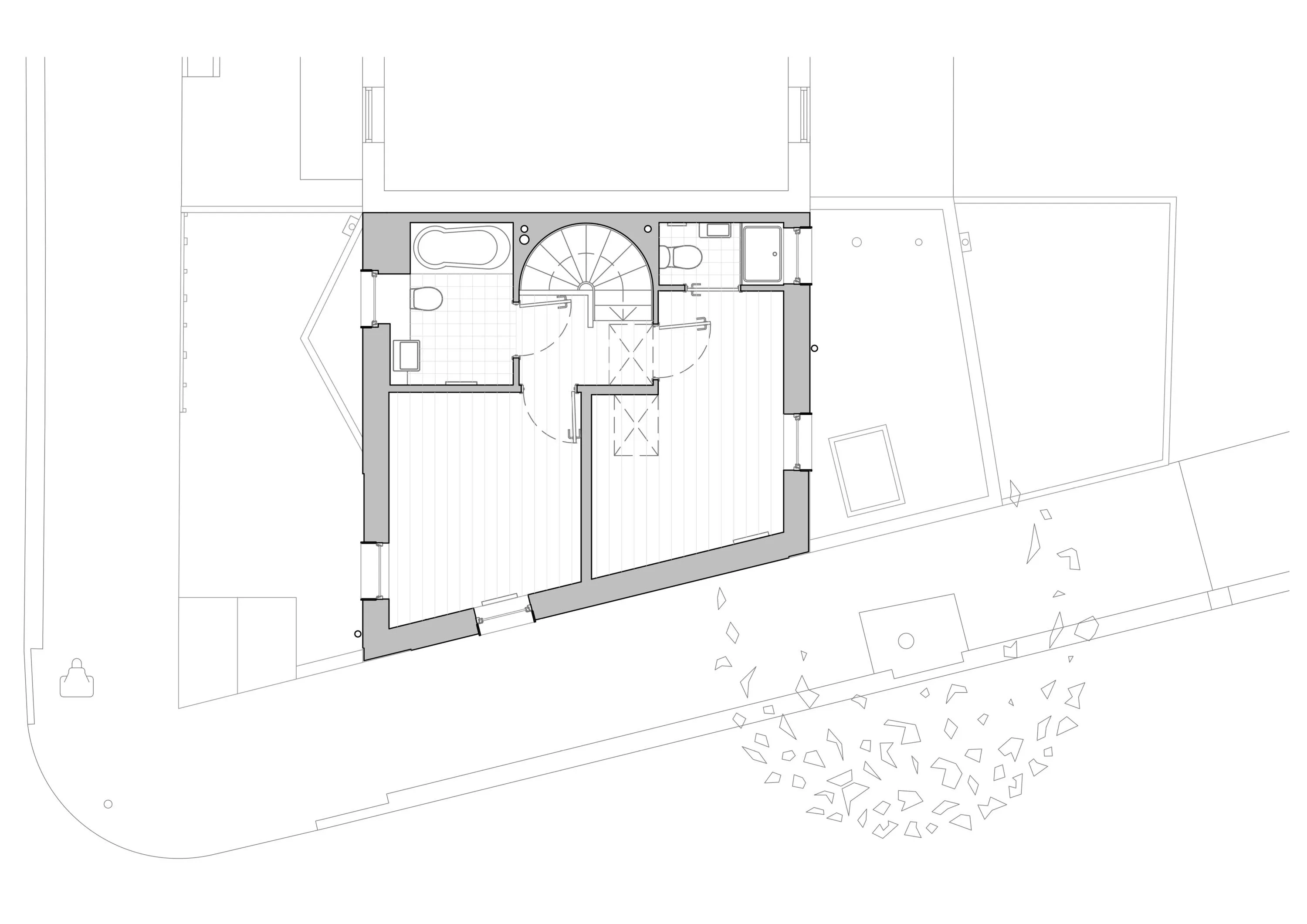 Proposed First Floor Plan. By Office S&M, RIBA Chartered Architectural Practice in London.