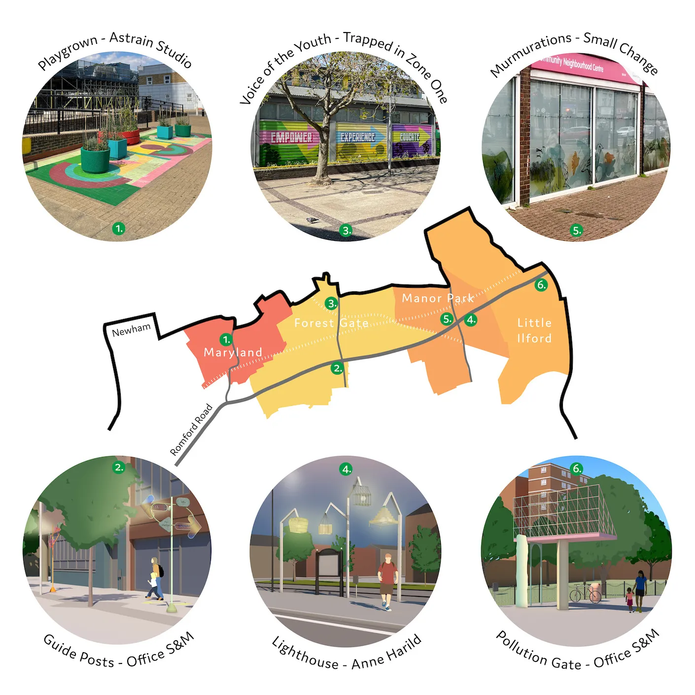 Map diagram showing the commissioned improvements. By Office S&M, RIBA Chartered Architectural Practice in London.