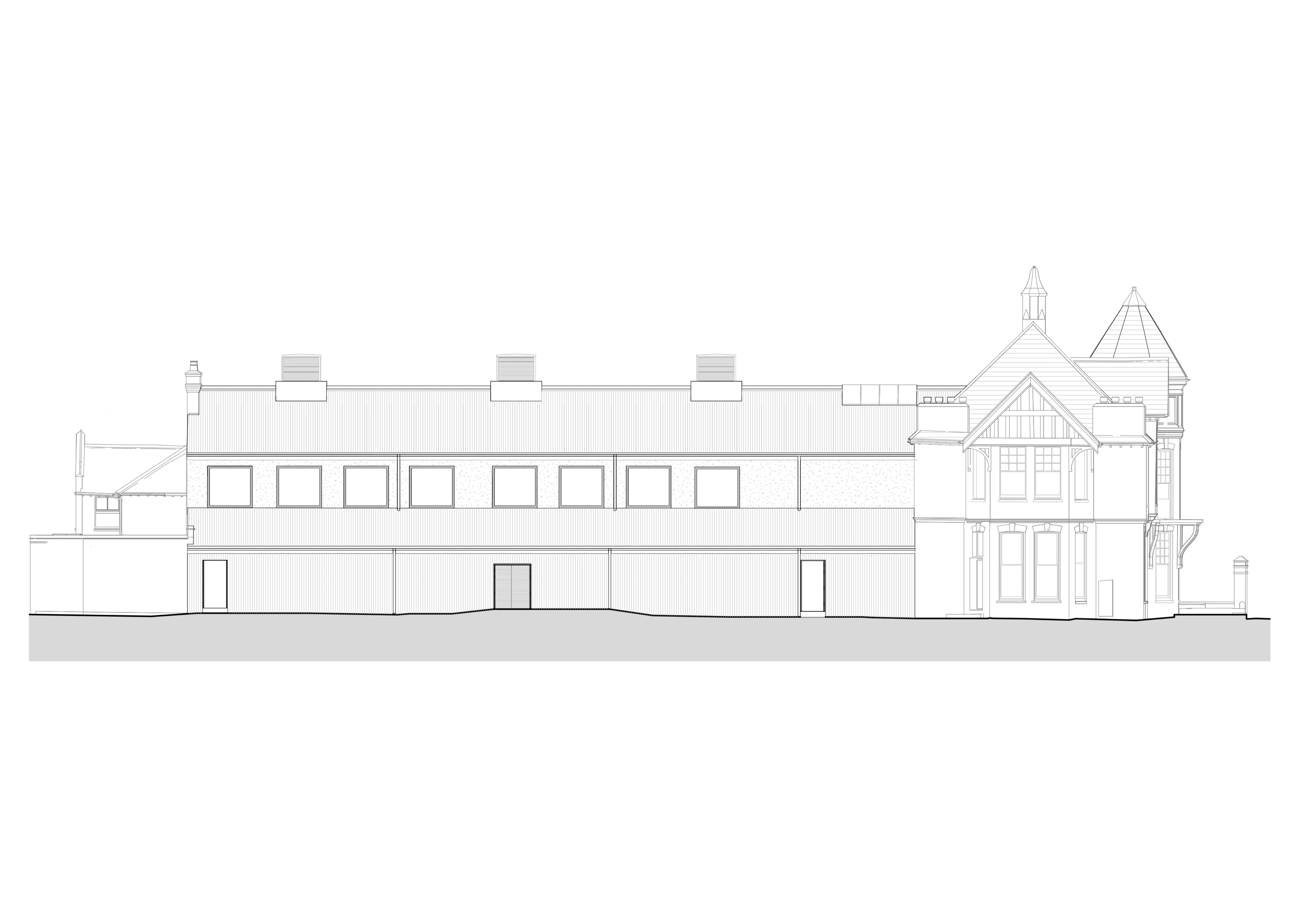 West Elevation. By Office S&M, RIBA Chartered Architectural Practice in London.