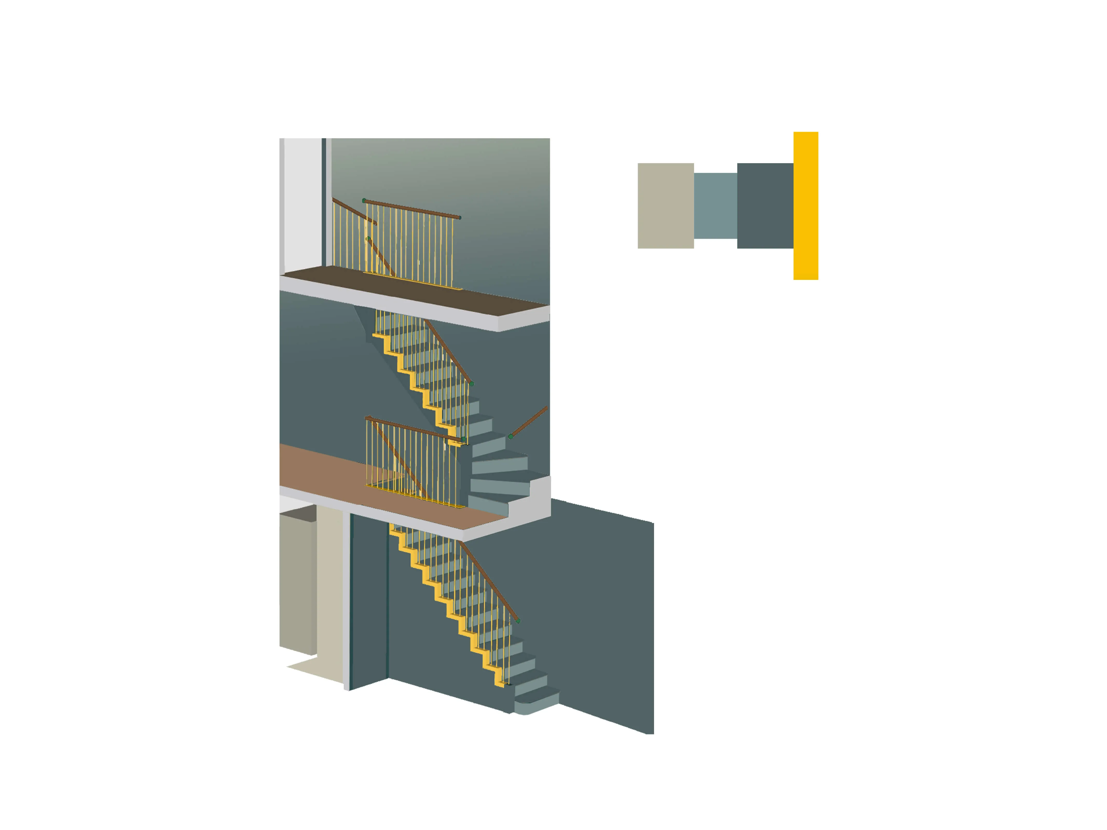 Axonometric illustration showing the proposed staircase. By Office S&M, RIBA Chartered Architectural Practice in London.
