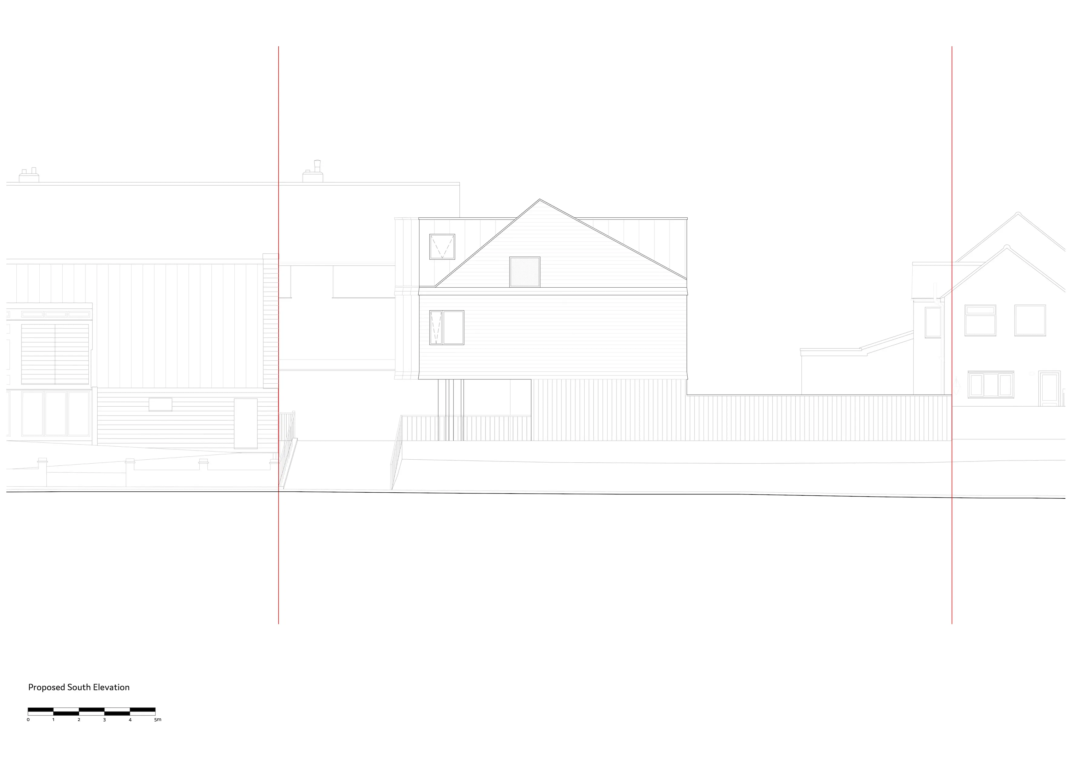 Proposed south elevation. By Office S&M, RIBA Chartered Architectural Practice in London.