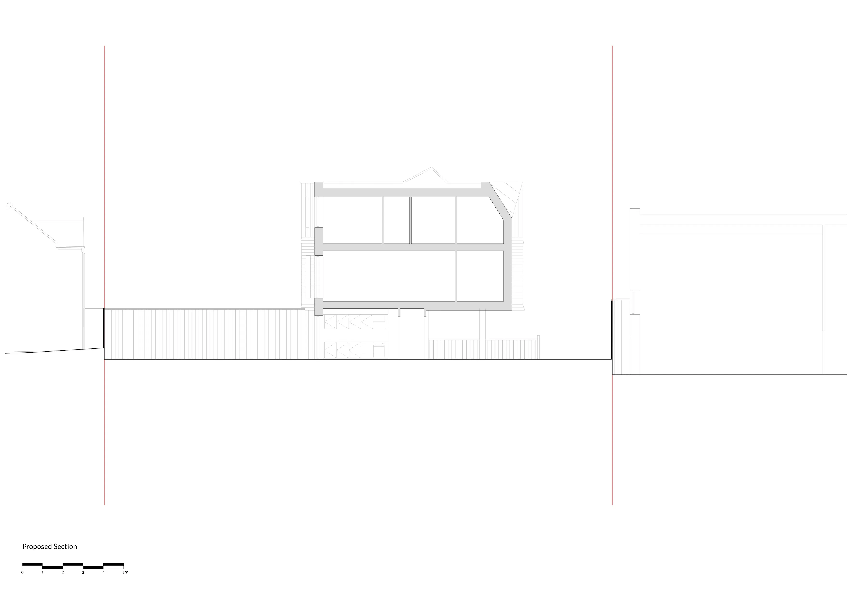 Proposed section. By Office S&M, RIBA Chartered Architectural Practice in London.