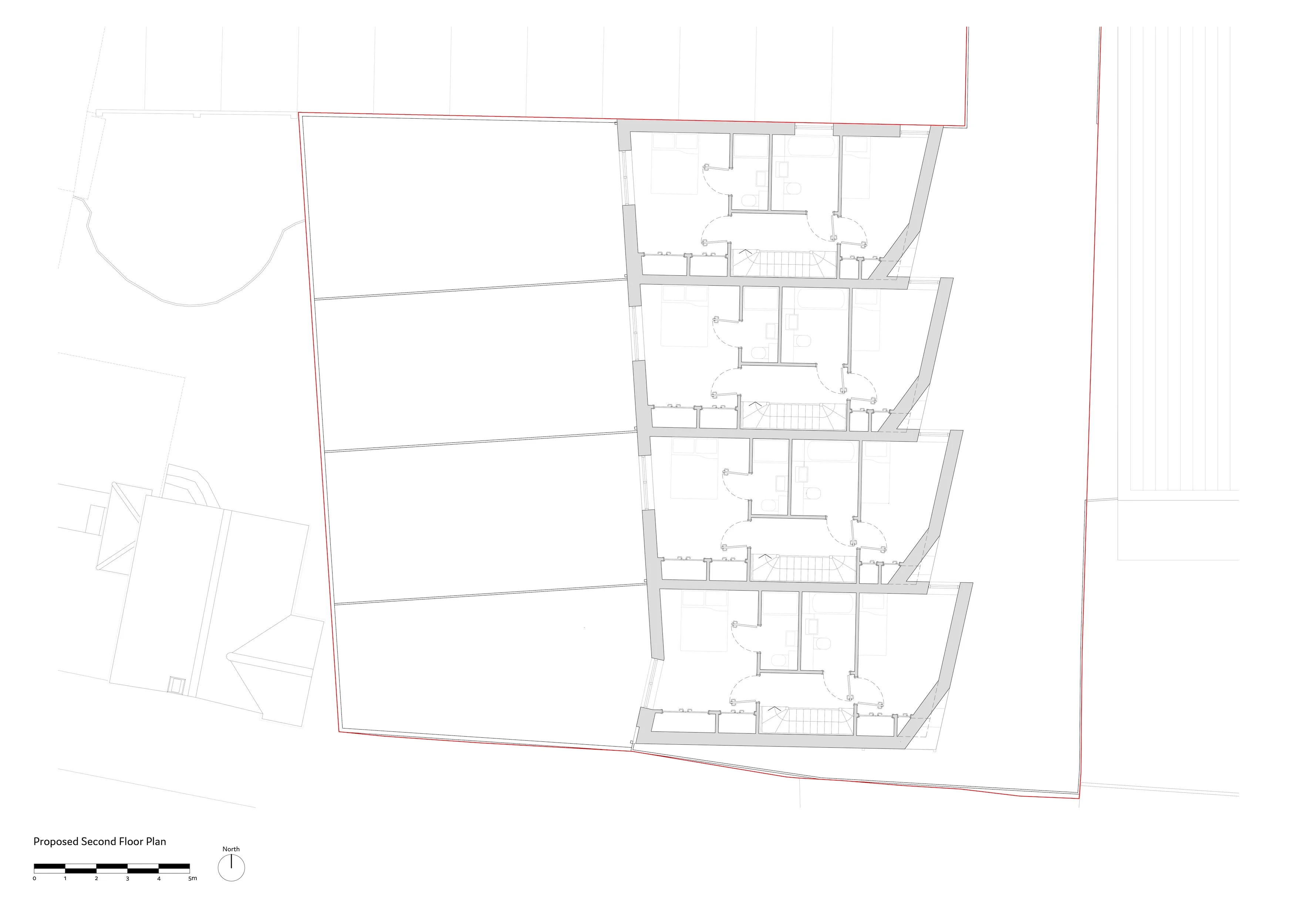Proposed second floor plan. By Office S&M, RIBA Chartered Architectural Practice in London.