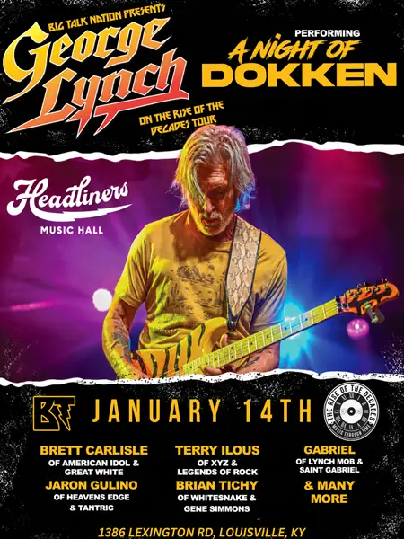 A NIGHT OF DOKKEN with GEORGE LYNCH, BRETT CARLISLE, TERRY ILOUS, GABRIEL, BRIAN TICHY, & JARON GULINO — official show artwork