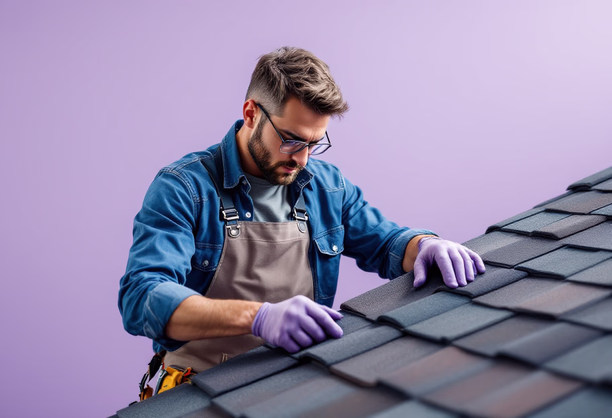 image of roofing contractor at work