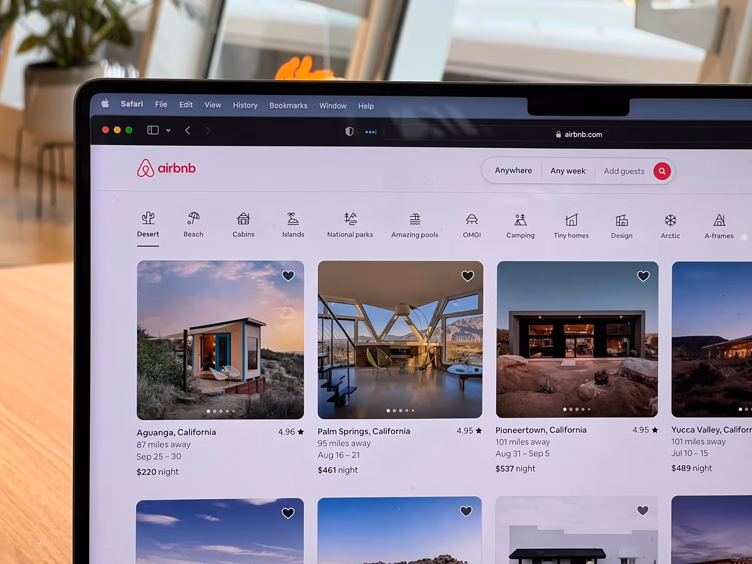 Airbnb on laptop