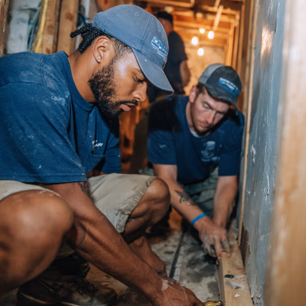 Men doing floor installation Integrity Maintenance