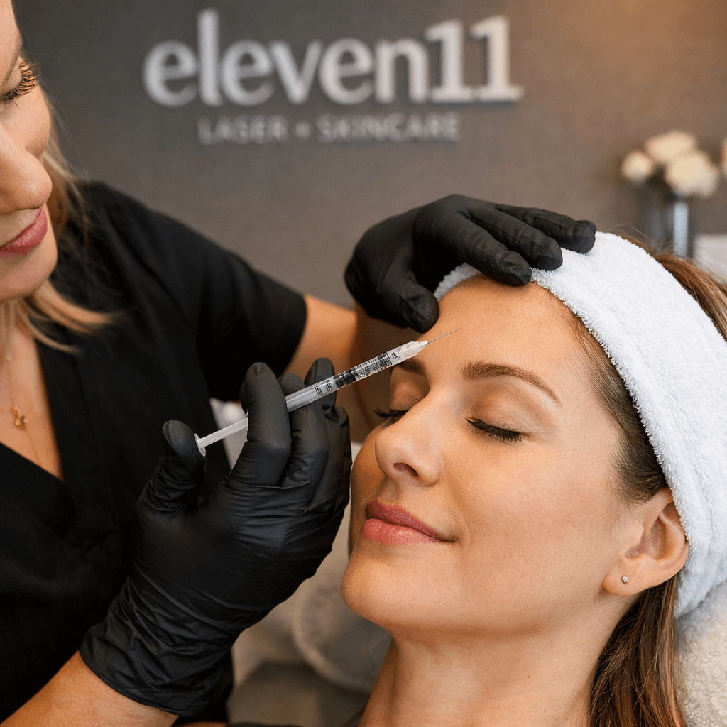 Patient receiving dermal Fillers Denver, CO, Colorado at Eleven11 Laser + Skincare clinic in a modern treatment room