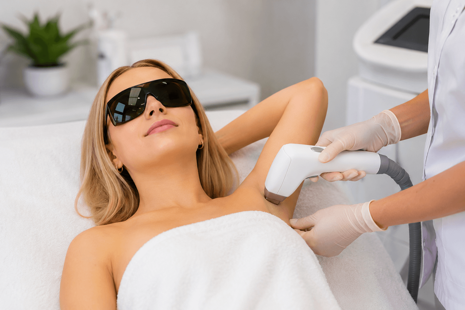 Laser hair removal treatment on light hair at a med spa in Denver Colorado