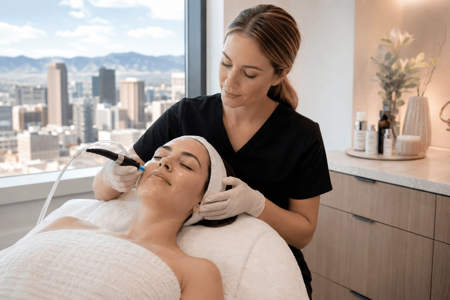 DiamondGlow face treatment for sensitive skin at a skincare spa in Denver, Colorado