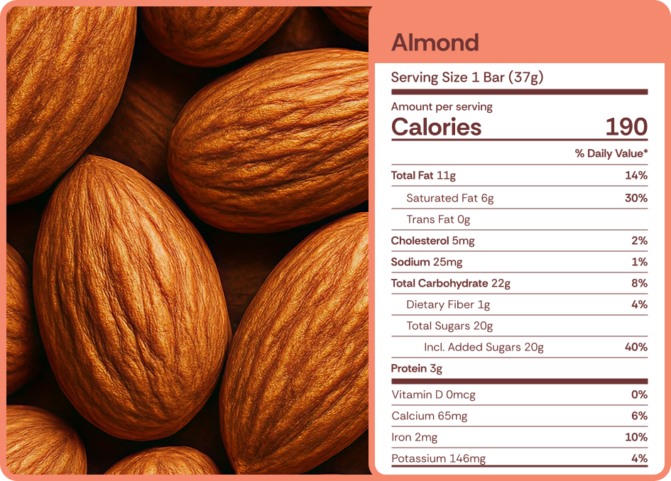 WFC Almond nutritional facts.