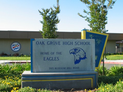 Oak Grove High School sign in Fremont, California