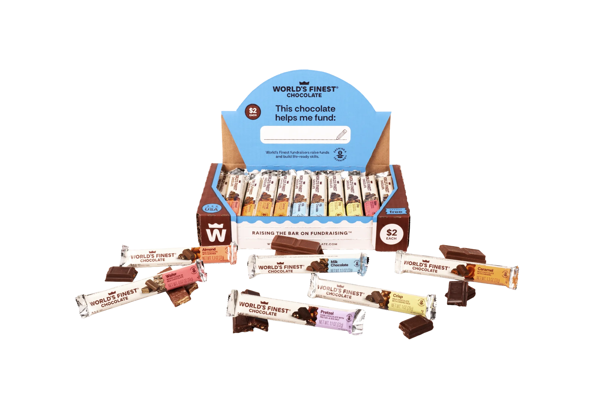 World's Finest Chocolate 2 Dollar Fundraising Box