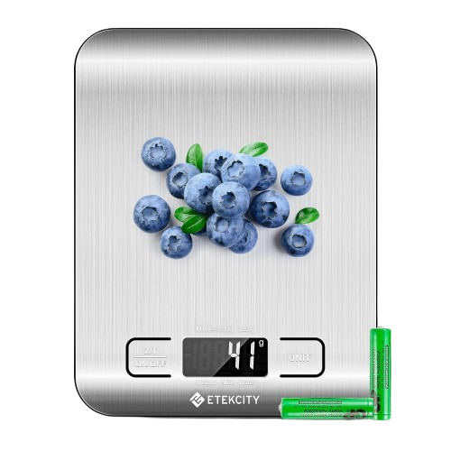 kitchen scale with blueberry logo