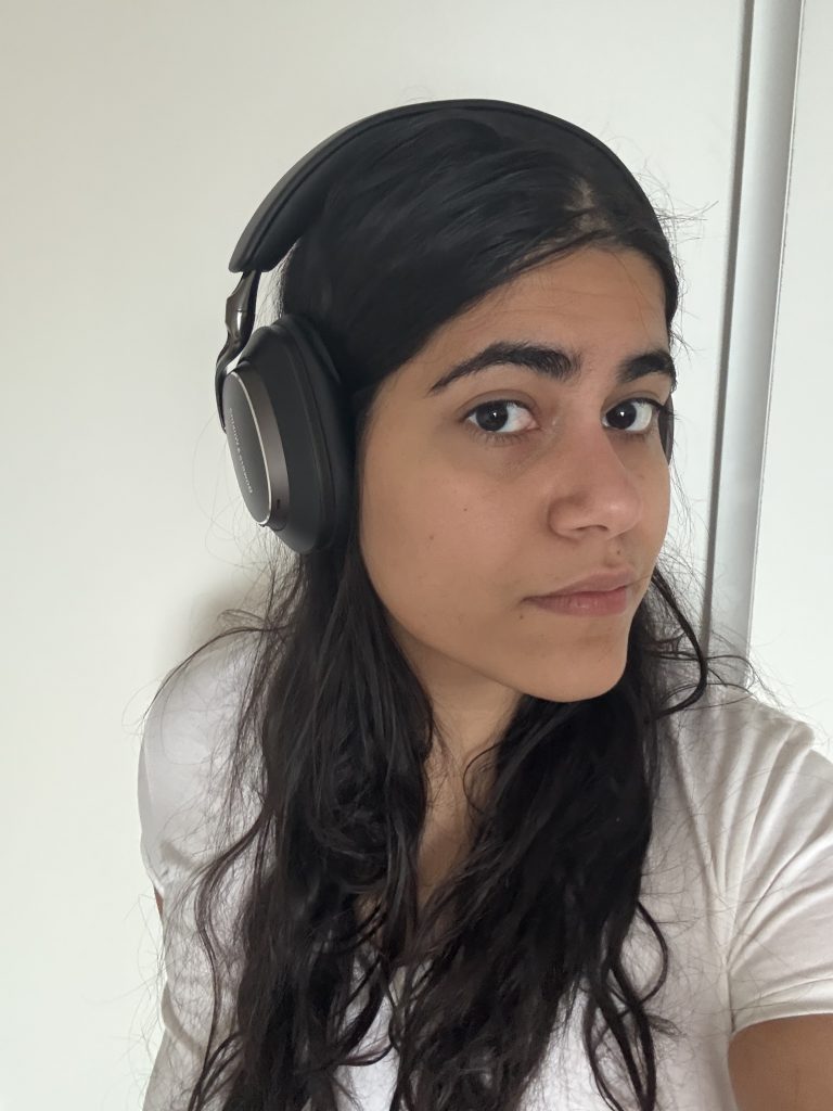 headphones on me side view