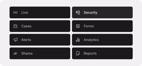 Live view, security, cases, and analytics on one platfrom.