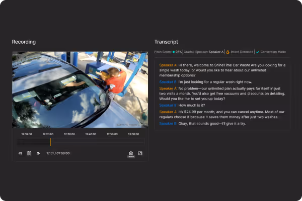 SalesCoach transcript with accompanying video