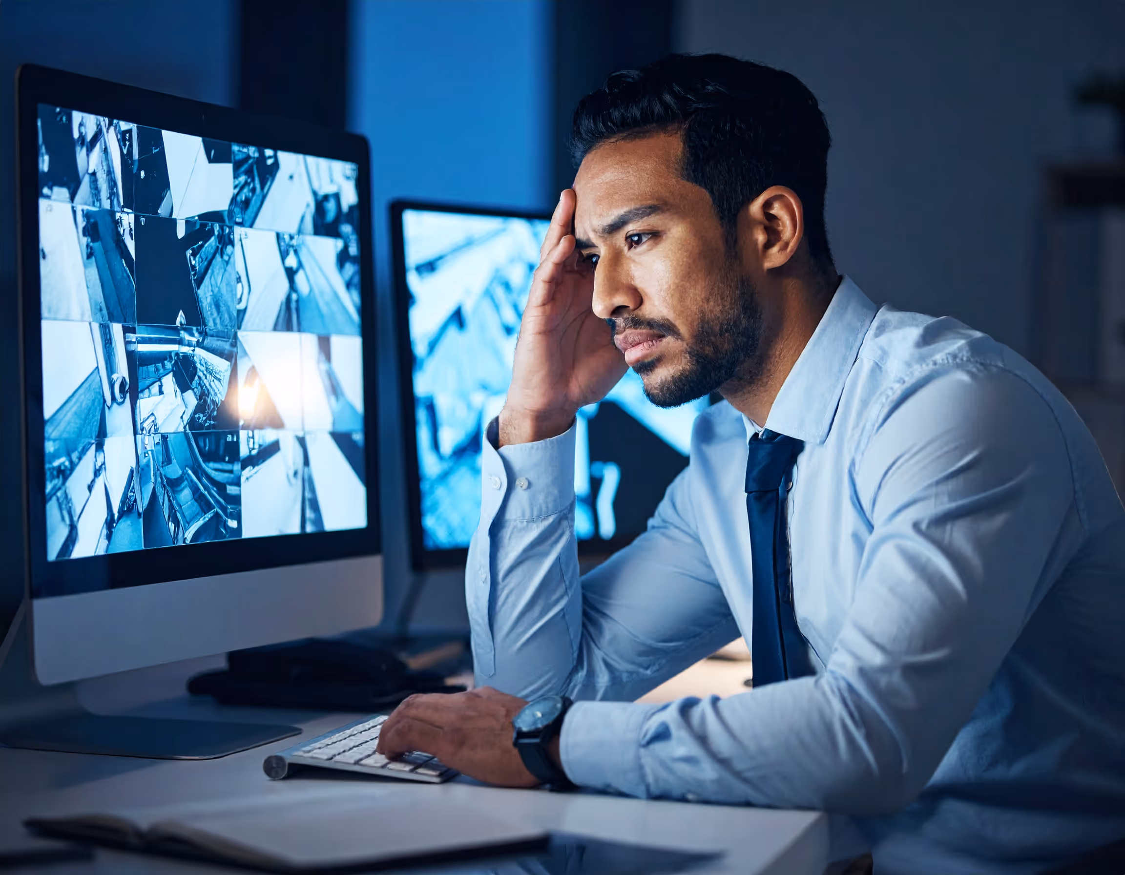 A security employee frustrated finding footage.