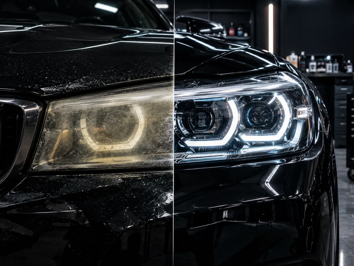 Toit de voiture intérieur avec éclairage LED simulant un ciel étoilé.