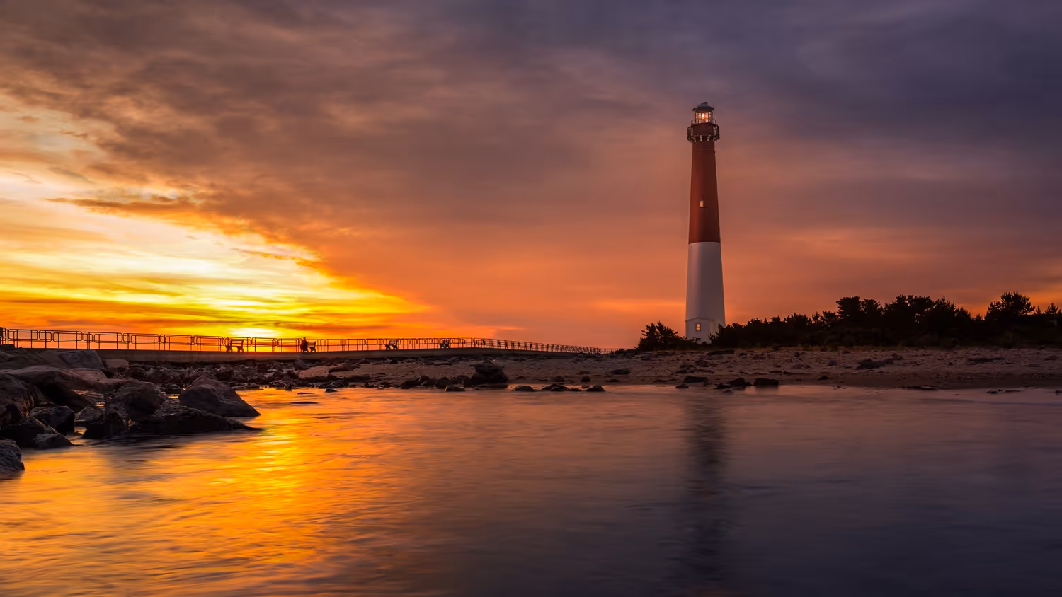 Barnegat Lighthouse at sunset on the Jersey Shore near IBEW Local 400