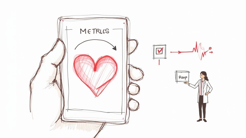 A person reviewing health data on a smartphone and laptop, symbolizing translating insights into action.