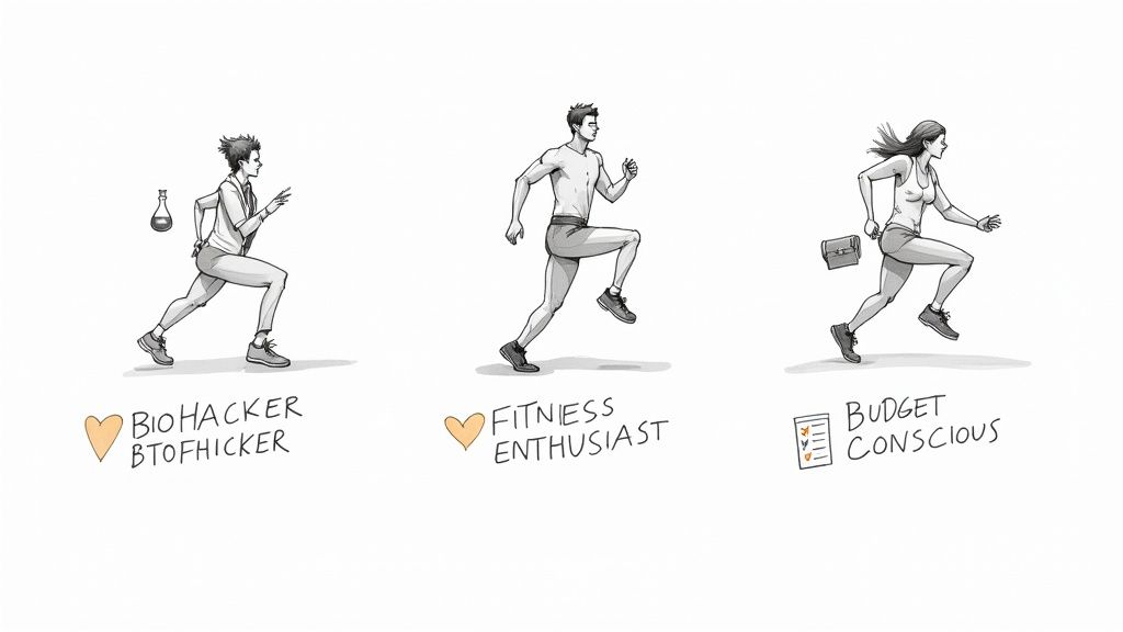 A person looking at a health app on their phone, deciding between options