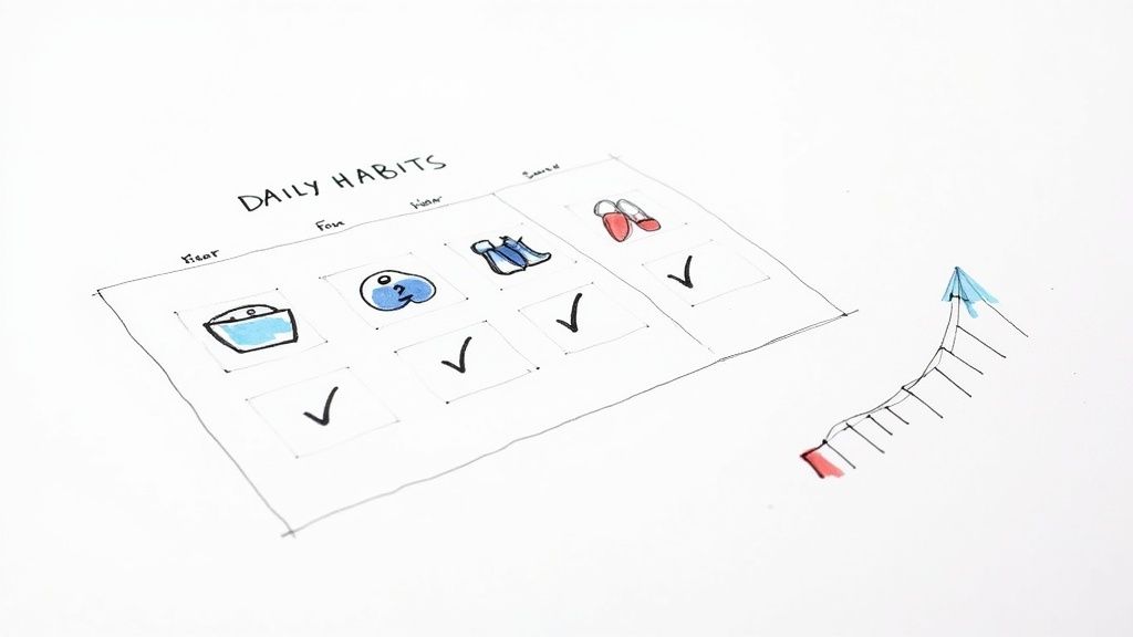 A person using their phone to track health habits while holding an apple