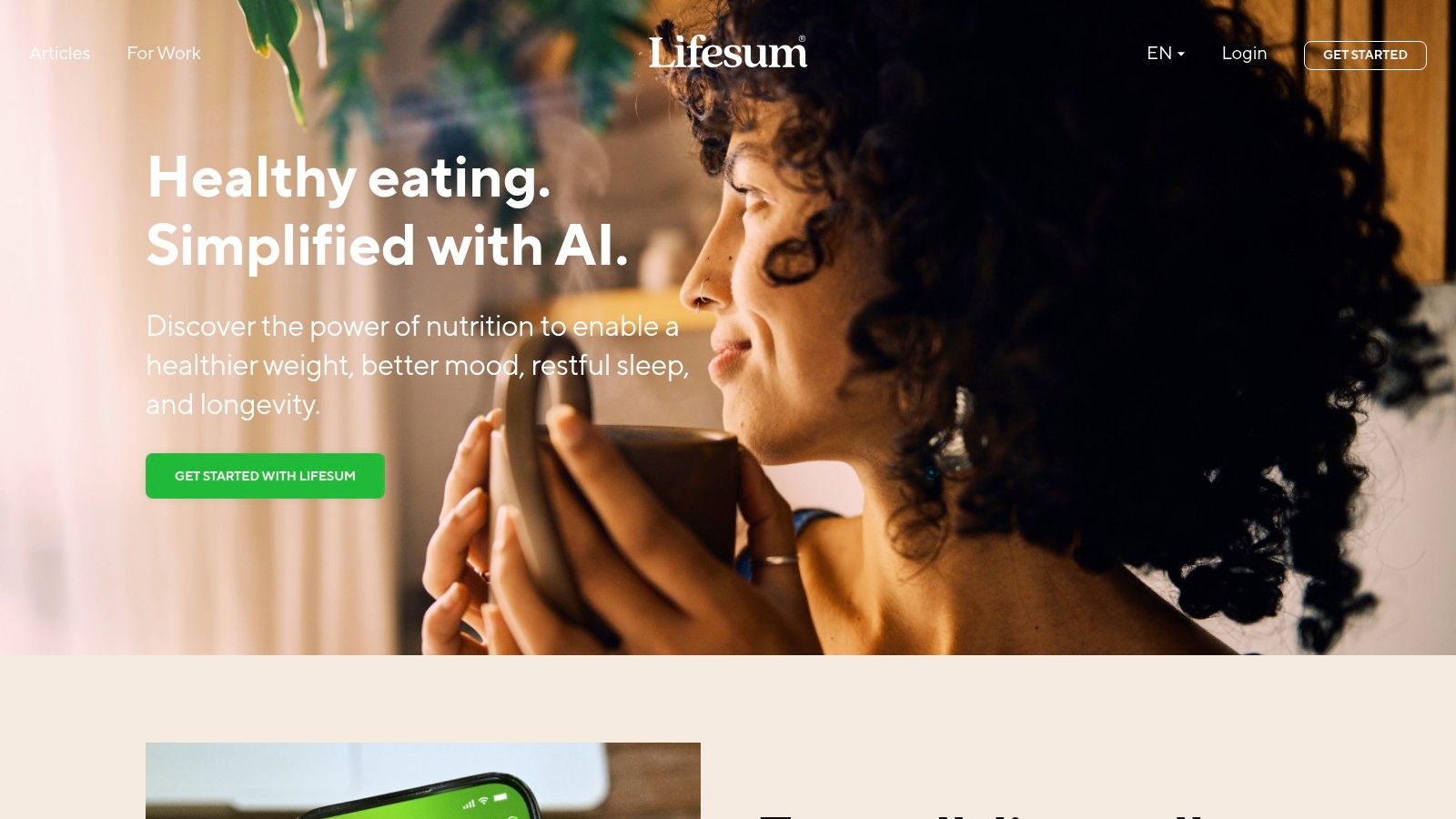 Lifesum's clean interface showing a daily meal plan with breakfast, lunch, and dinner suggestions.