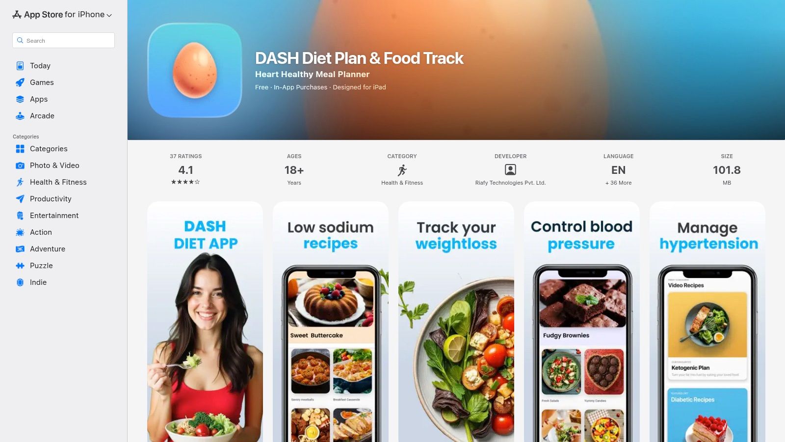 DASH Diet Plan & Food Tracker (App)