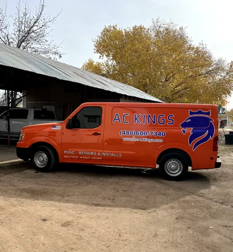 ac kings van in front of shed