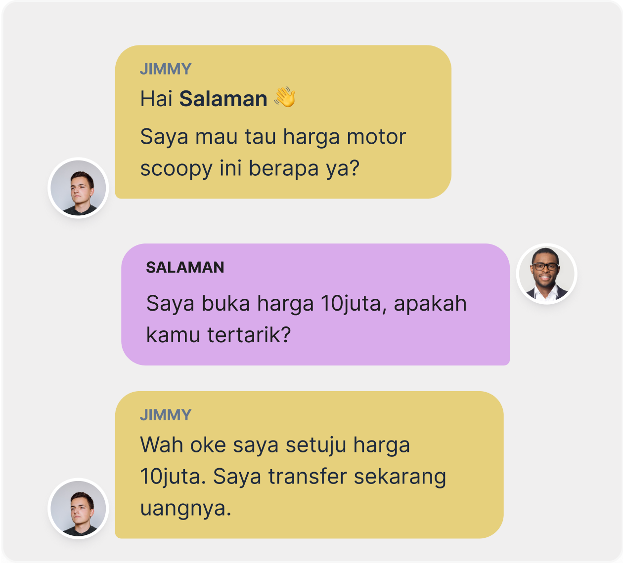 Chat dengan penjual di aplikasi JAVAN