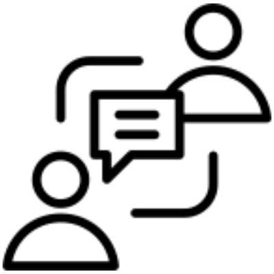 Icon of two people communication for General Building Advice Consultation service offered by Overview Building Consultants
