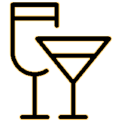 Icon of two alcoholic beverage glasses for liquor license & redline reports service offered by Overview Building Consultants