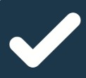 White checkmark icon on a dark blue background.