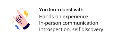 Learning preferences card showing “You learn best with hands-on experience, in-person communication, and self-discovery,” highlighting personalized training insights for workforce development.