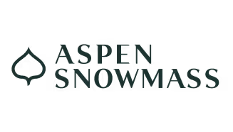 Aspen Snowmass logo displayed in black text with a simple spade-shaped icon.