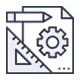 Icon of a document with a gear symbol and a ruler, representing planning or design.