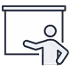 Icon of a person pointing at a presentation board.