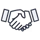 Illustration of two hands shaking in a handshake.